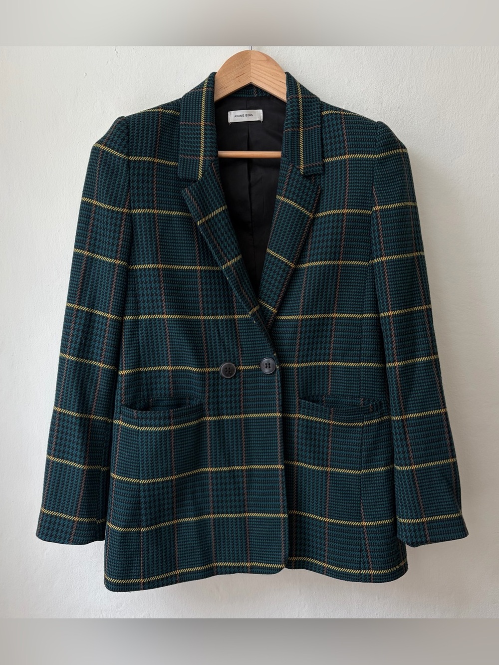 anine bing madeline blazer green plaid